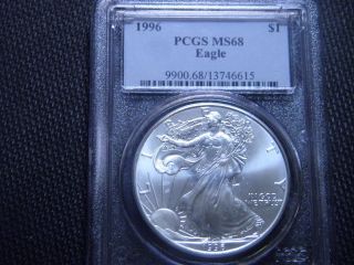 1996 American Silver Eagle Pcgs Ms 68 /bonus photo
