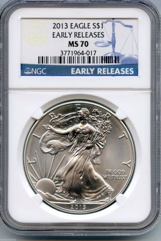 2013 Ngc Ms 70 American Eagle Silver Dollar Early Release 1 Oz Coin - S1s Kr470 photo