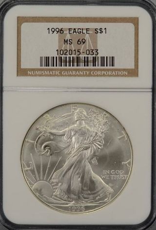 1996 Silver American Eagle Ngc Ms69 Gem Quality photo