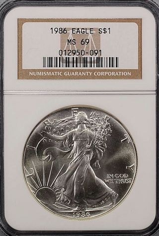 1986 Silver American Eagle Ngc Ms69 Gem Quality photo