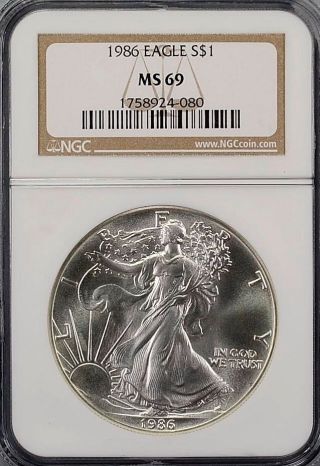 1986 Silver American Eagle Ngc Ms69 Gem Quality 1758924 photo