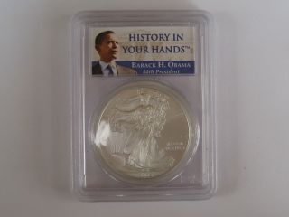 2009 Silver American Eagle - Ms - 69 Pcgs - Barack H.  Obama 44th President photo