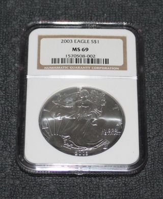 2003 $1 American Eagle.  999 1oz Silver Dollar Ngc Ms69 photo