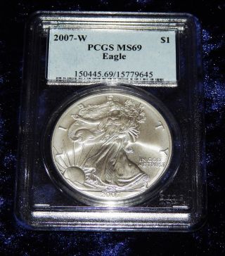 2007 W American Silver Eagle Pcgs Ms69 photo