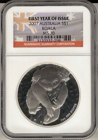 2007 Australia Koala First Year Of Issue S$1 Ms 70 Ngc Certified photo