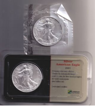 Two 2001 Littleton American Silver Eagle (s) Uncirculated photo