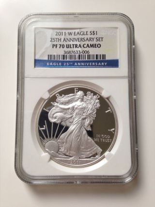 2011 - W Proof Silver Eagle 25th Anniversary Pf - 70 Ngc photo