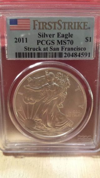 American Silver Eagle $1 Pcgs Ms70 First Strike 2011 photo