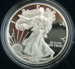 2000 American Silver Eagle Proof $1 Dollar Coin W/box photo