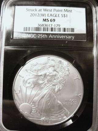 2012 W$1 Silver Eagle Ngc Ms69 Silver Eagle Black Label photo