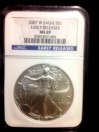 2007 - W Silver American Eagle Early Releases Ms69 F82 photo