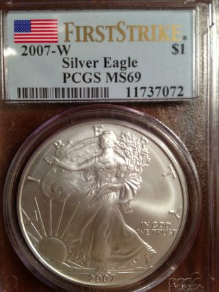 2007 - W Burnised Silver Eagles Pcgs Ms69 First Strike photo