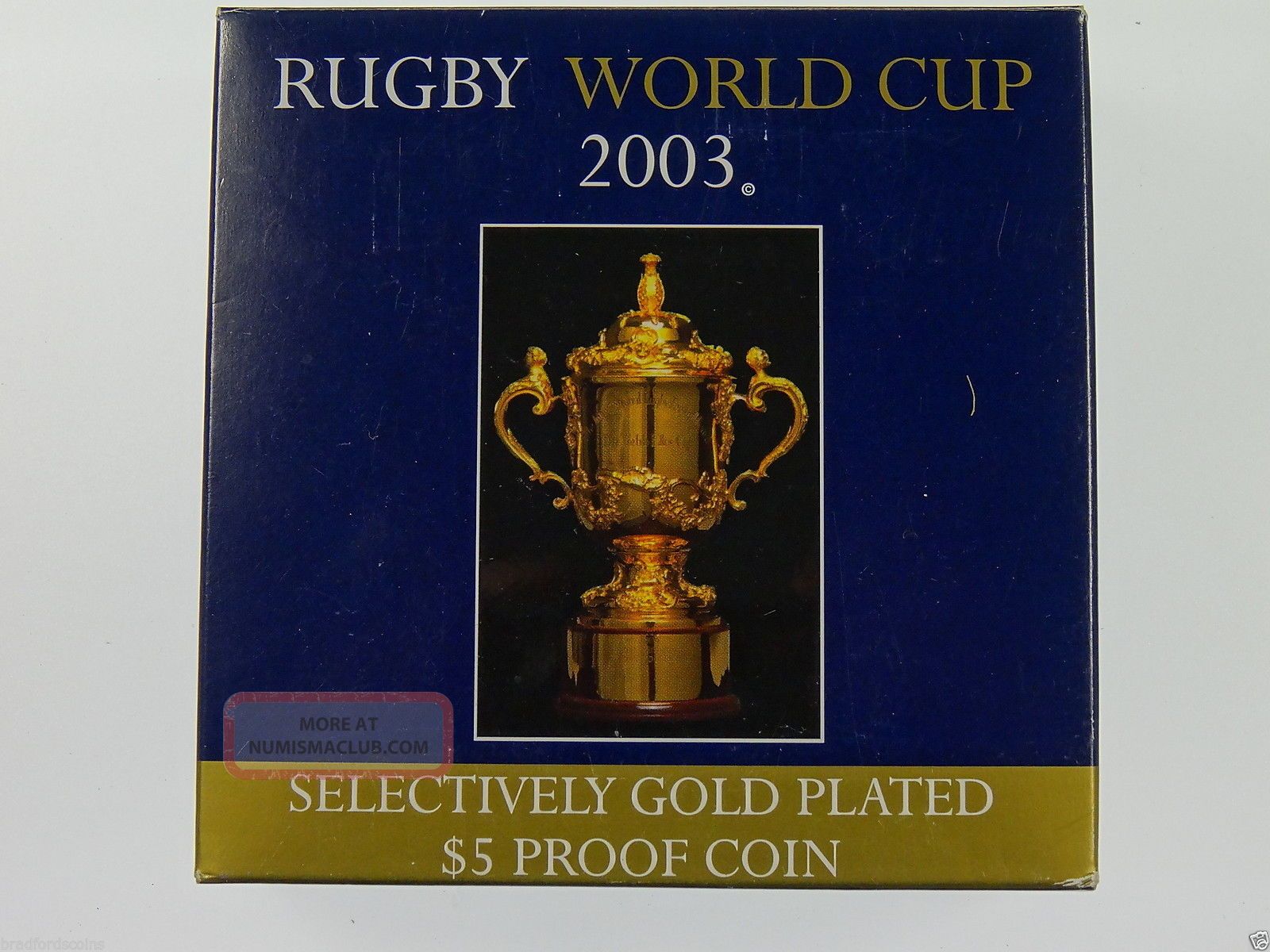 Australian 2003 Rugby World Cup Selectively Gold Plated $5 Proof Coin Australia photo