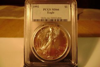 1992 Pcgs Graded American Silver Eagle - (state 66) photo