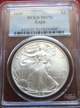 2010 $1 Silver American Eagle Pcgs Ms 70 photo