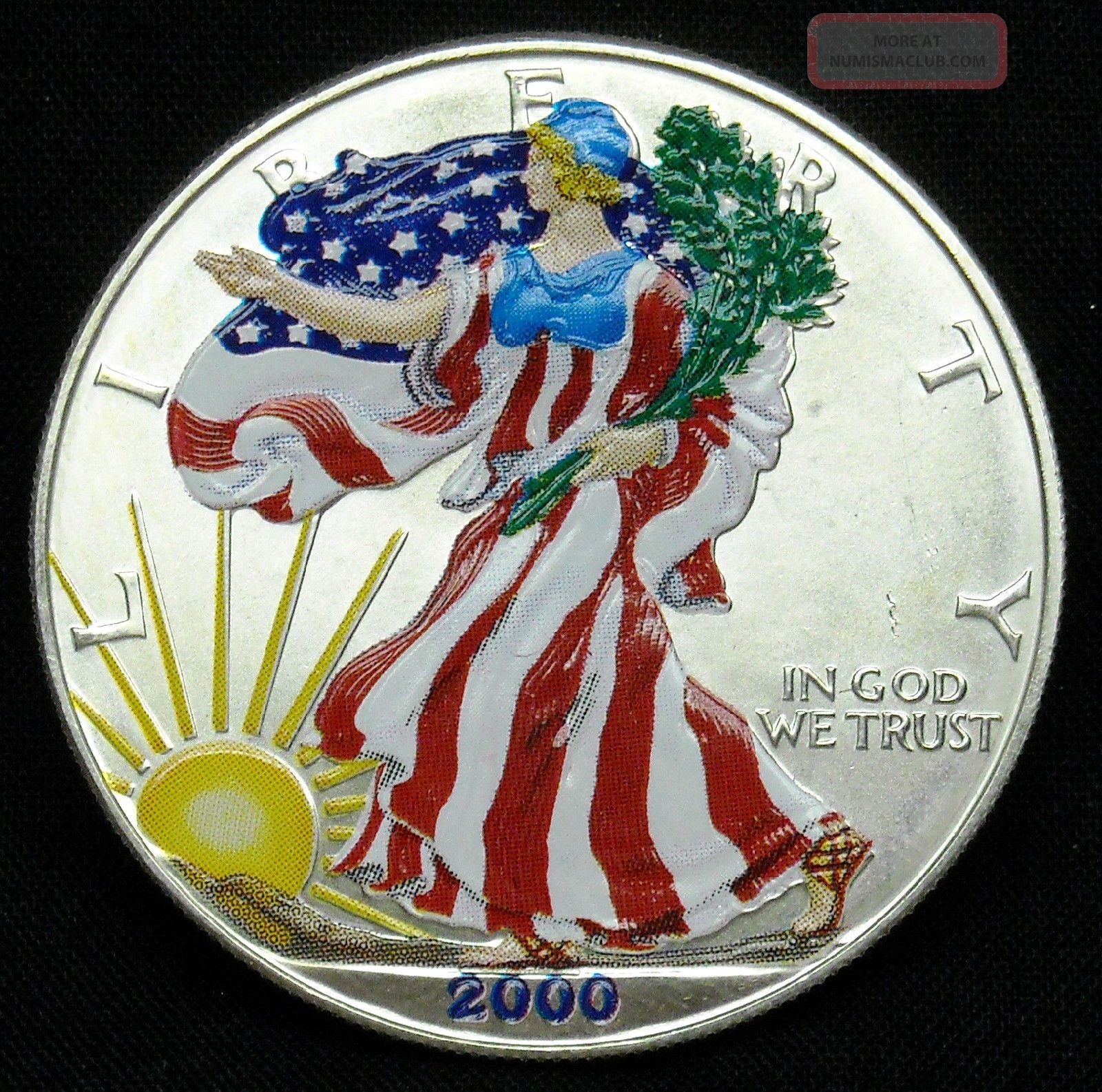 2000 American Silver Eagle Beautifully Painted As Pictured Shipped H207