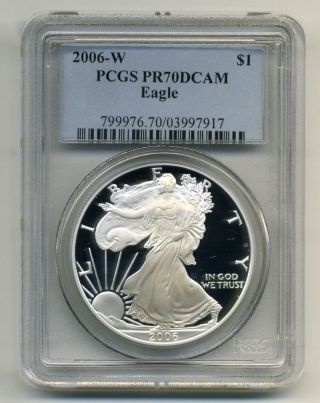 2006 - W American Silver Eagle $1 Pcgs Pr70dcam photo