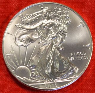 American Silver Eagle 2012 Dollar 1 Oz.  999% Bu Great Collector Coin Gift photo