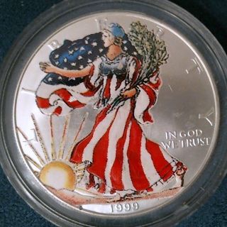 1999 Colorized Bu - American Eagle Silver Walking Liberty Dollar photo