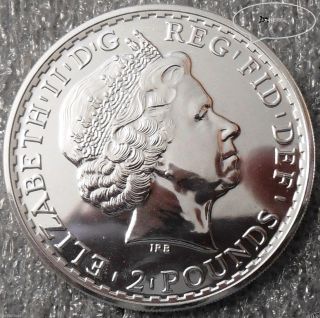 2014 Britannia 2 Pound Silver Coin {bu} 1 Oz.  999 Pure Fine Silver Bullion photo