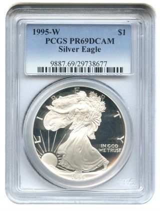 1995 - W Silver Eagle $1 Pcgs Proof 69 Dcam American Eagle Silver Dollar Ase photo