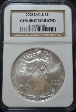 2174 - 2008 Us Silver Eagle - Ngc Gem Uncirculated photo