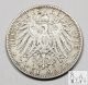1892 A German States Prussia Vg - Fine 2 Mark 90% Silver.  3215 Asw A5 Germany photo 1