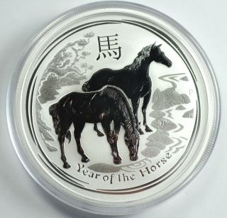 2 Oz.  999 Silver Coin Australian Lunar Perth 2014 Year Of The Horse photo