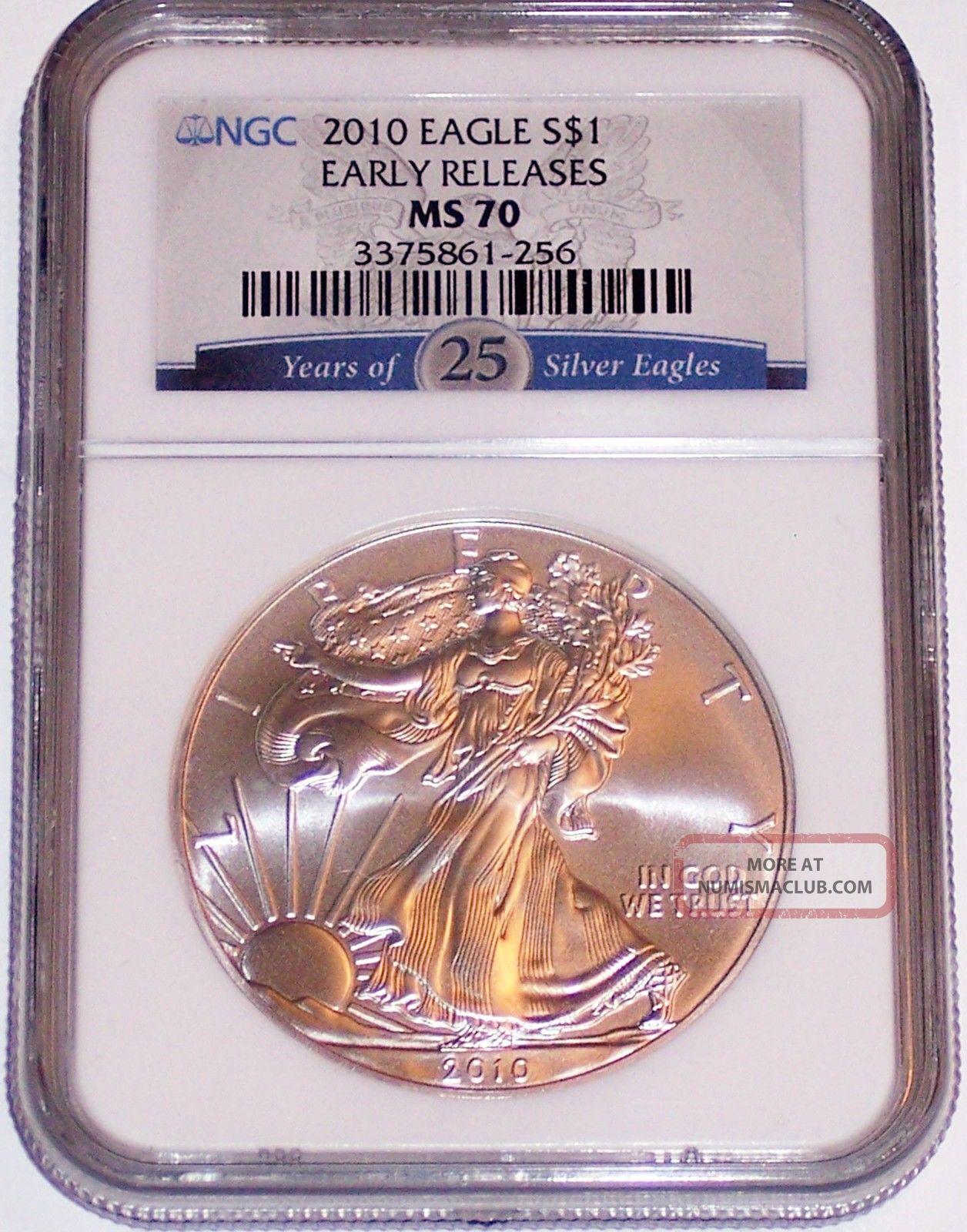 2010 25 Years Of Silver Eagles Label Early Releases Ngc Ms70