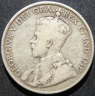 925 Silver 1917c Newfoundland Canada 50 Cent Half Dollar Km 12 Low Mintage B photo