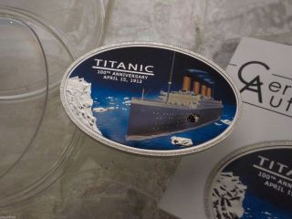 2012 Titanic Real Coal Silver Coin,  2012 - Minted,  Cook Islands 5 Dollars Proof photo