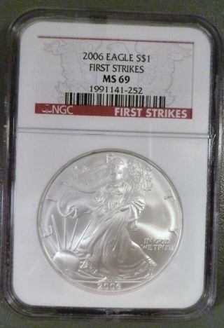 2006 American Silver Eagle 1oz.  999 Fine Silver Ms69 Ngc photo