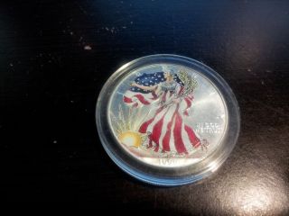 1999 American Eagle 1 Oz Silver Dollar Liberty Coin Painted Colorized photo