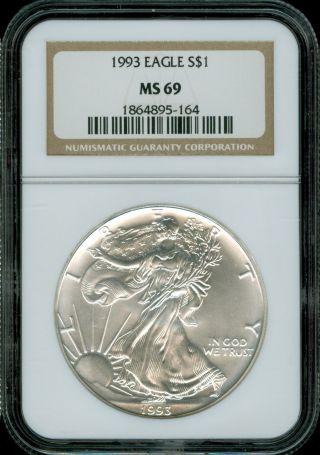 1993 Ms - 69 Ngc Silver Eagle photo