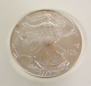 2007 P American Silver Eagle Proof Dollar 1 Oz Fine Bullion Toning Unc No Number photo