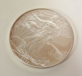 2009 American Silver Eagle Dollar 1 Oz Fine Bullion Unc Light Toning West Point photo