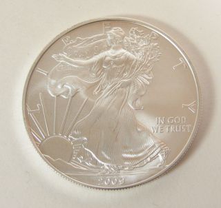 2009 P American Silver Eagle Dollar 1 Oz Fine Bullion Unc Toning One Proof Like photo