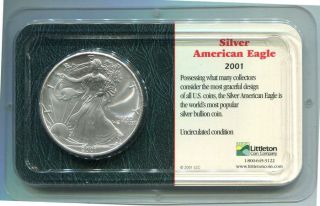 2001 99.  93% Silver American Eagle Littleton Coin Company Uncirculated photo