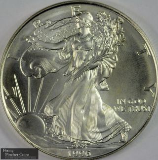 1996 Silver Eagle Unc Brilliant Uncirculated Key - Date Ase Low Mintage photo
