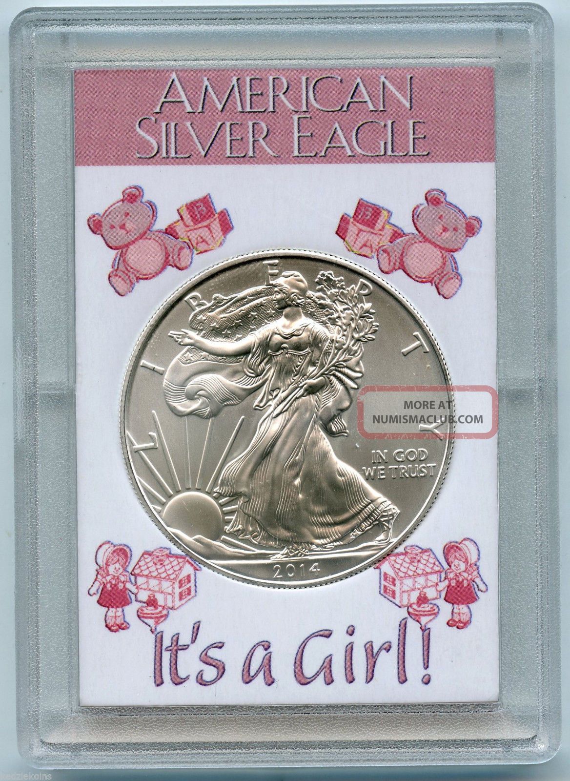 It ' S A Girl 2014 American Eagle Silver Dollar Newborn 1 Oz Bullion Coin Kp324