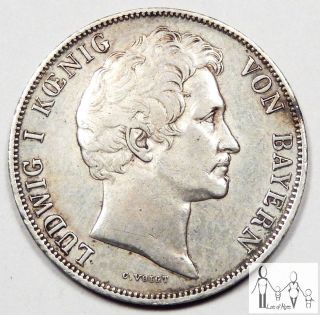 1842 German States Bavaria Extremely Fine Xf 1 Gulden 90% Silver.  3067 Asw A7 photo
