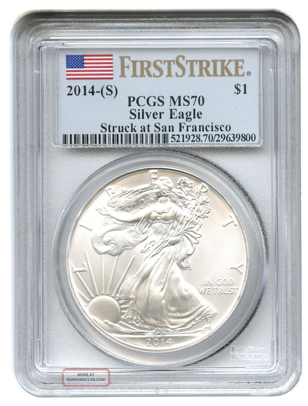 2014 S Silver Eagle 1 Pcgs Ms70 (first Strike) American Eagle Silver