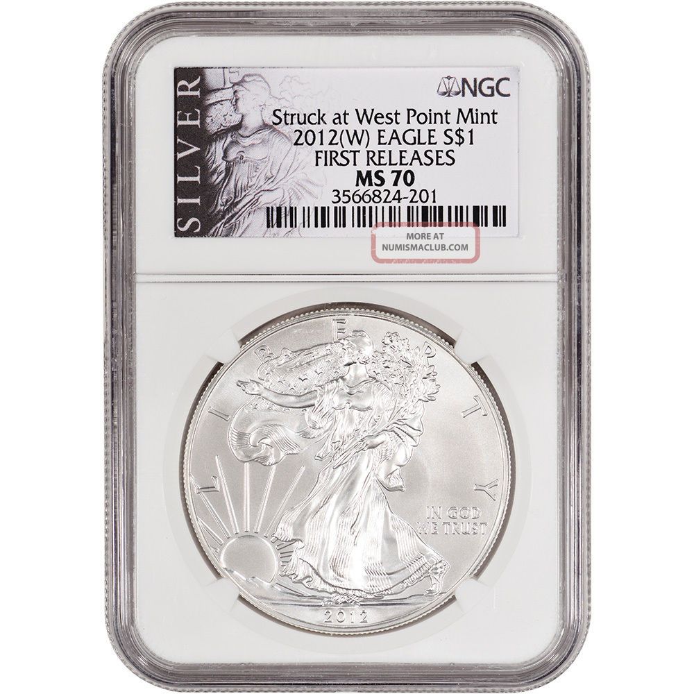 2012 (w) American Silver Eagle Ngc Ms70 First Releases Silver Label