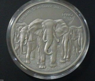 2013 Ghana Elephants 1 Oz.  999 Fine Silver Coin Antique Finish photo
