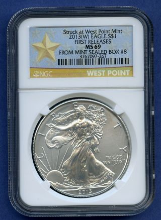 2013 W Ms 69 Struck At West Point $1 Silver Eagle 1 Troy Oz Ngc Certified photo