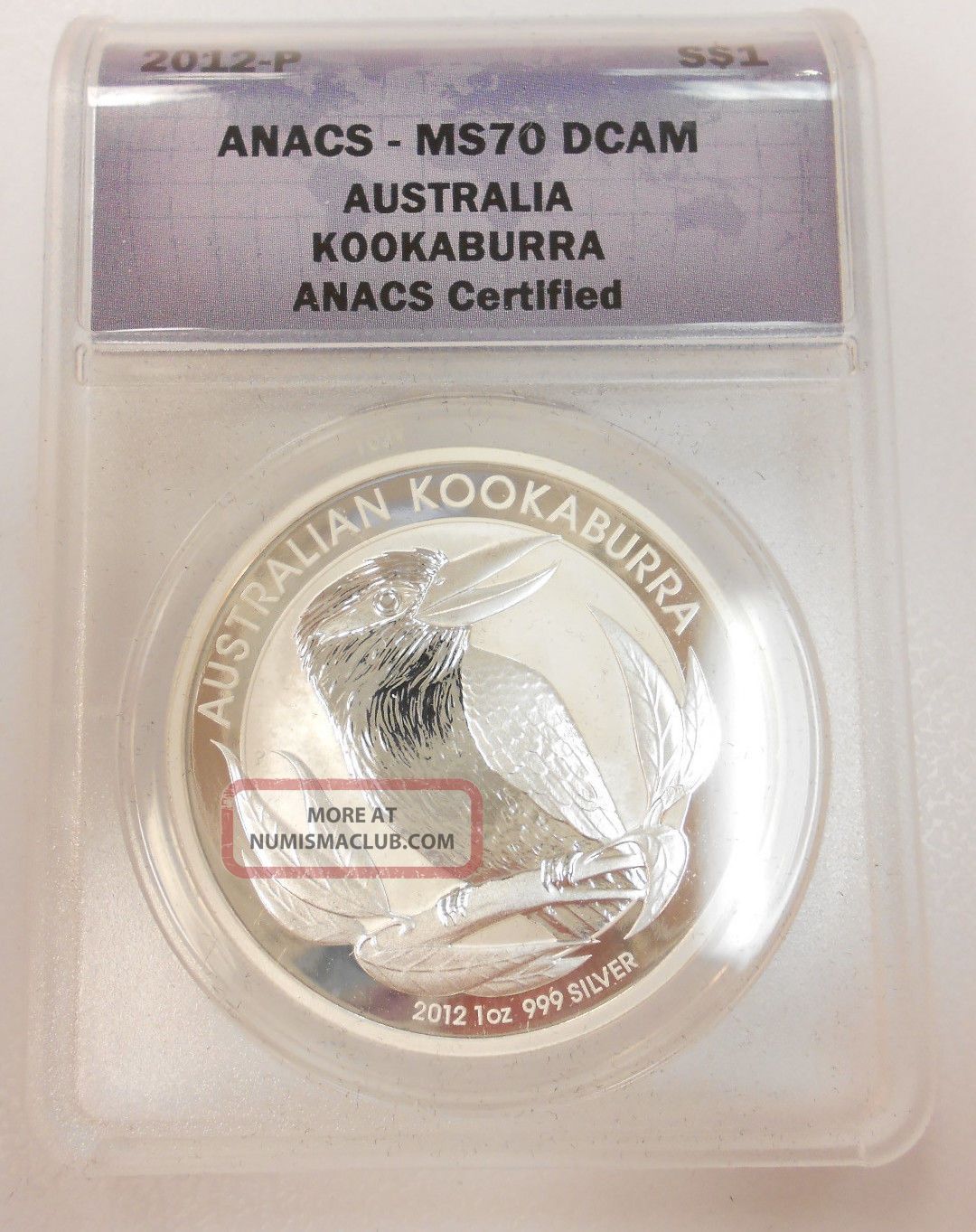 2012 - P Australia Kookaburra $1 Coin Anacs Ms70 Dcam