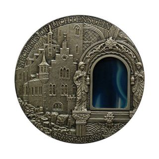 Secrets Of Lichtenstein - Crystal Art Castle - 2 Oz Silver Coin - 2$ Niue 2012 photo