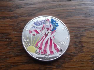 2000 Colorized American Eagle 1 Oz Of Pure Silver - 1 photo