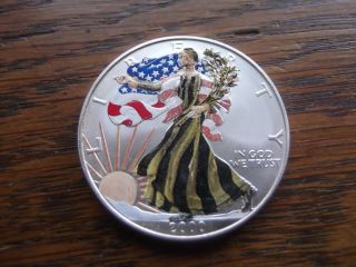2000 American Silver Eagle,  Colorized Both Sides - Winter Theme photo
