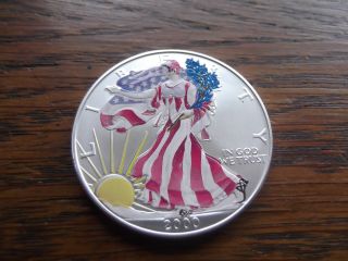2000 Colorized American Eagle 1 Oz Of Pure Silver - 2 photo